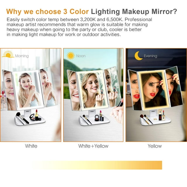 AirExpect- Tri - fold LED Lighting Cosmetic Mirror