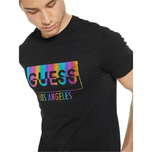 GUESS Factory Ranz Iridescent Logo Tee Jet Black