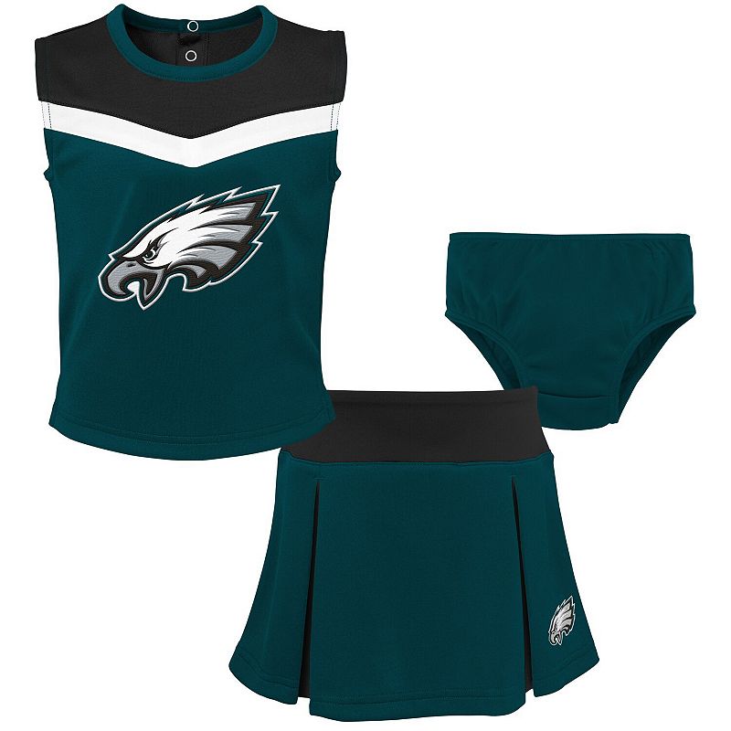 Girls Toddler Philadelphia Eagles Two-Piece Spirit Cheerleader Set with Bloomers