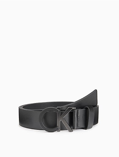 CK Logo Buckle Leather Belt