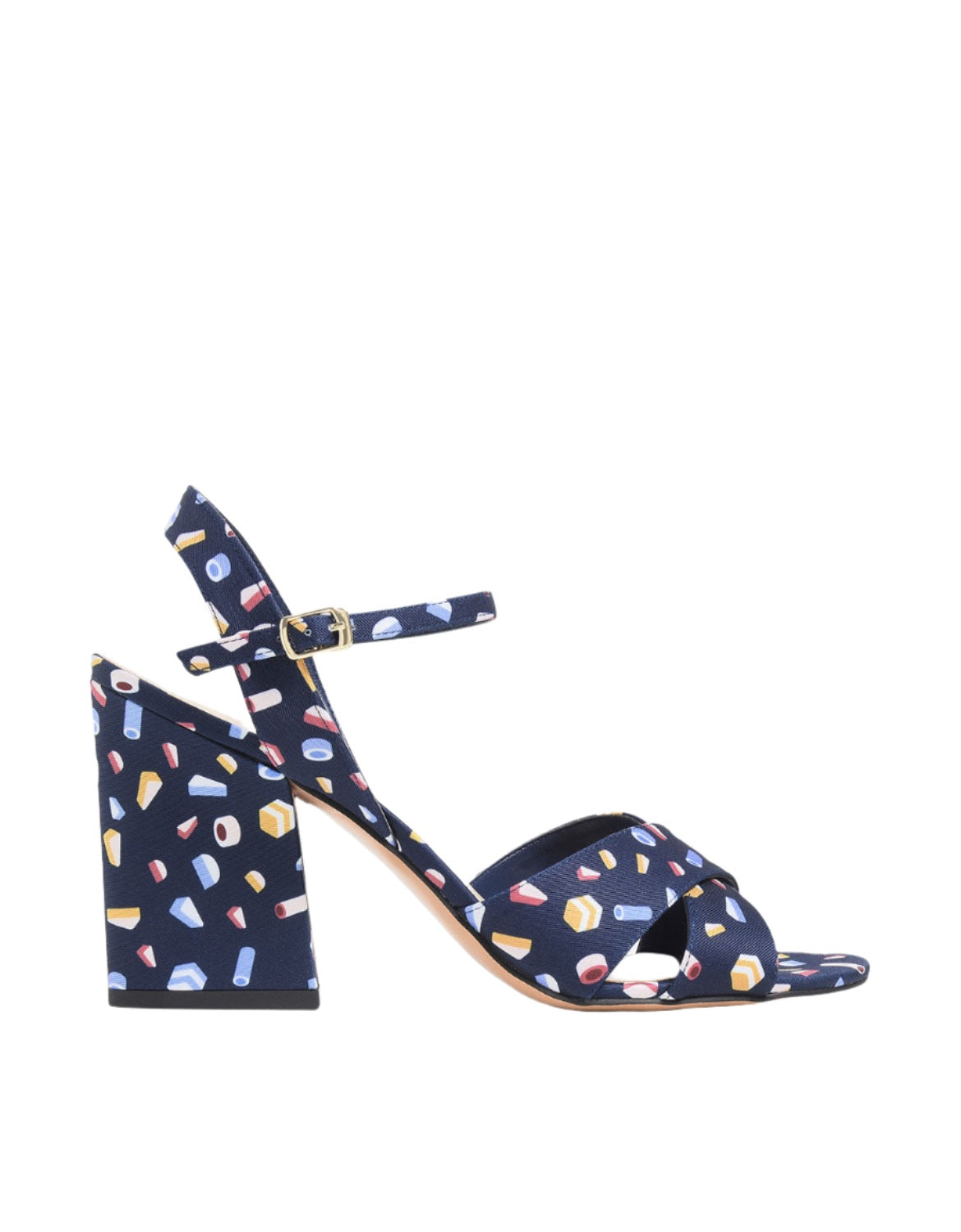 Criss Cross Printed Block Heel Shoes Sandals