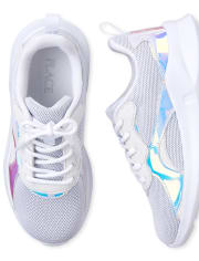 The Children’s Place Girls Holographic Glitter Running Sneakers