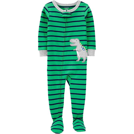 Toddler Carter's Dinosaur Striped Zip Footed Pajamas