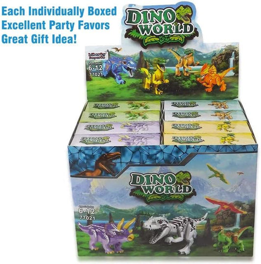 Liberty Imports Dino World Dinosaur Building Blocks Miniature Action Figures Jurassic Toys (Set of 16)