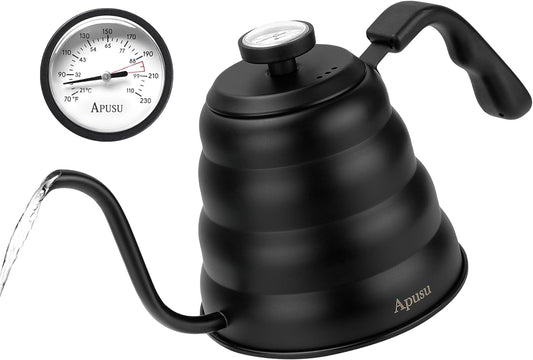 Tea Kettle with Thermometer Pot Black Gooseneck Kettle Teapot Pour Over Coffee Kettle with Thermometer 40 floz/1200ml