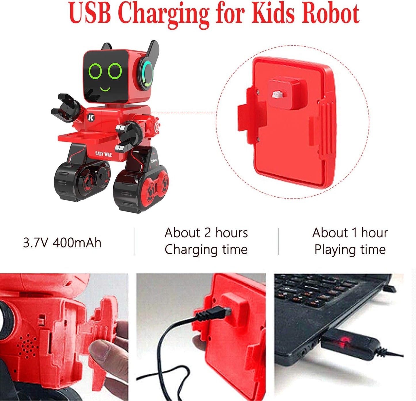 Cady Wile Robot Toy for Kids, Intelligent Interactive Remote Control