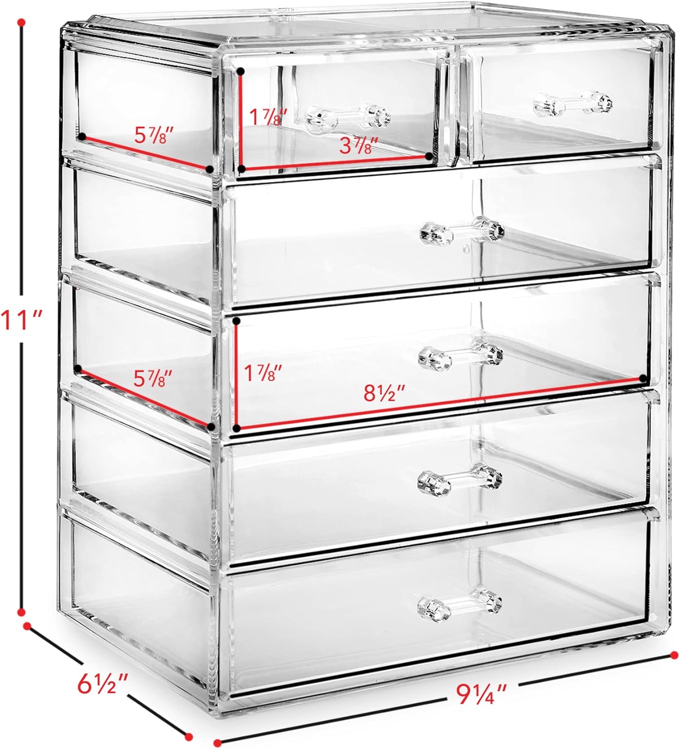 Casafield Acrylic Cosmetic Makeup Organizer & Jewelry Storage Display Case