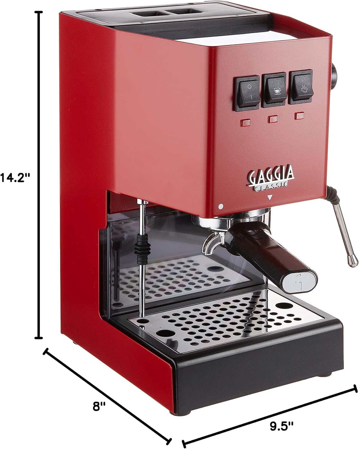 Gaggia RI9380/47 Classic Pro Espresso Machine,1.3liters, Cherry Red