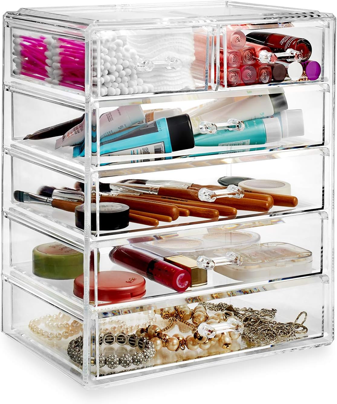 Casafield Acrylic Cosmetic Makeup Organizer & Jewelry Storage Display Case