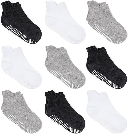 Non Slip Grip Ankle Socks with Non Skid Soles for Infants Toddlers Kids Boys Girls