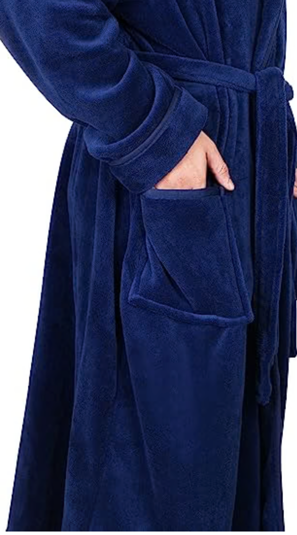 Mens Shawl Collar Fleece & Spa Bath Robe - XXL/Navy