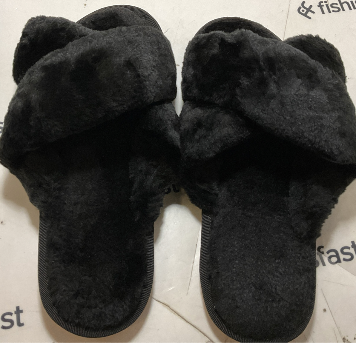 Women's Cross Band Fuzzy Slippers