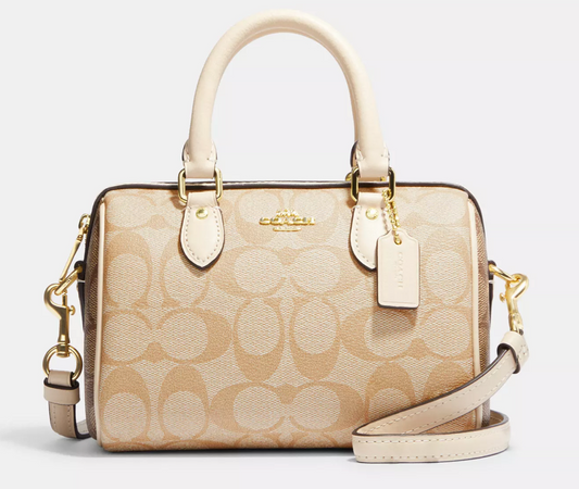 Coach Mini Rowan Satchel In Blocked Signature Canvas Bag