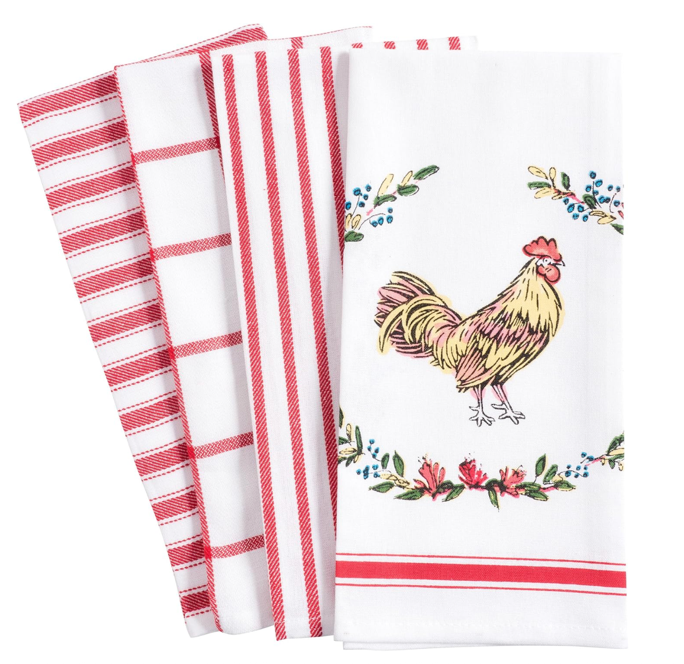 Pantry Rooster Kitchen Dish Towel Set of 4