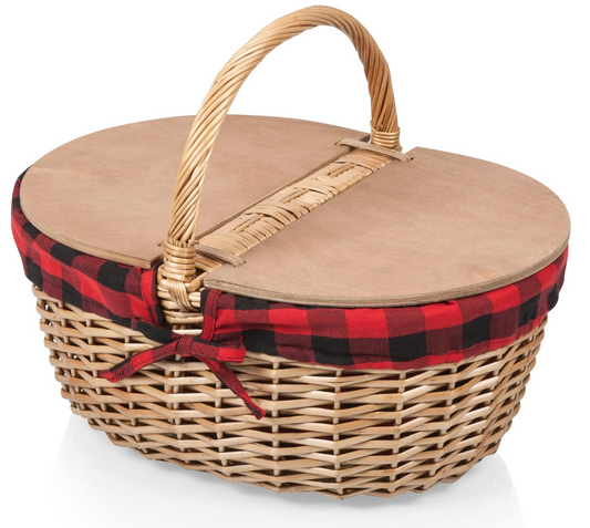 PICNIC TIME - Country Vintage Picnic Basket with Lid