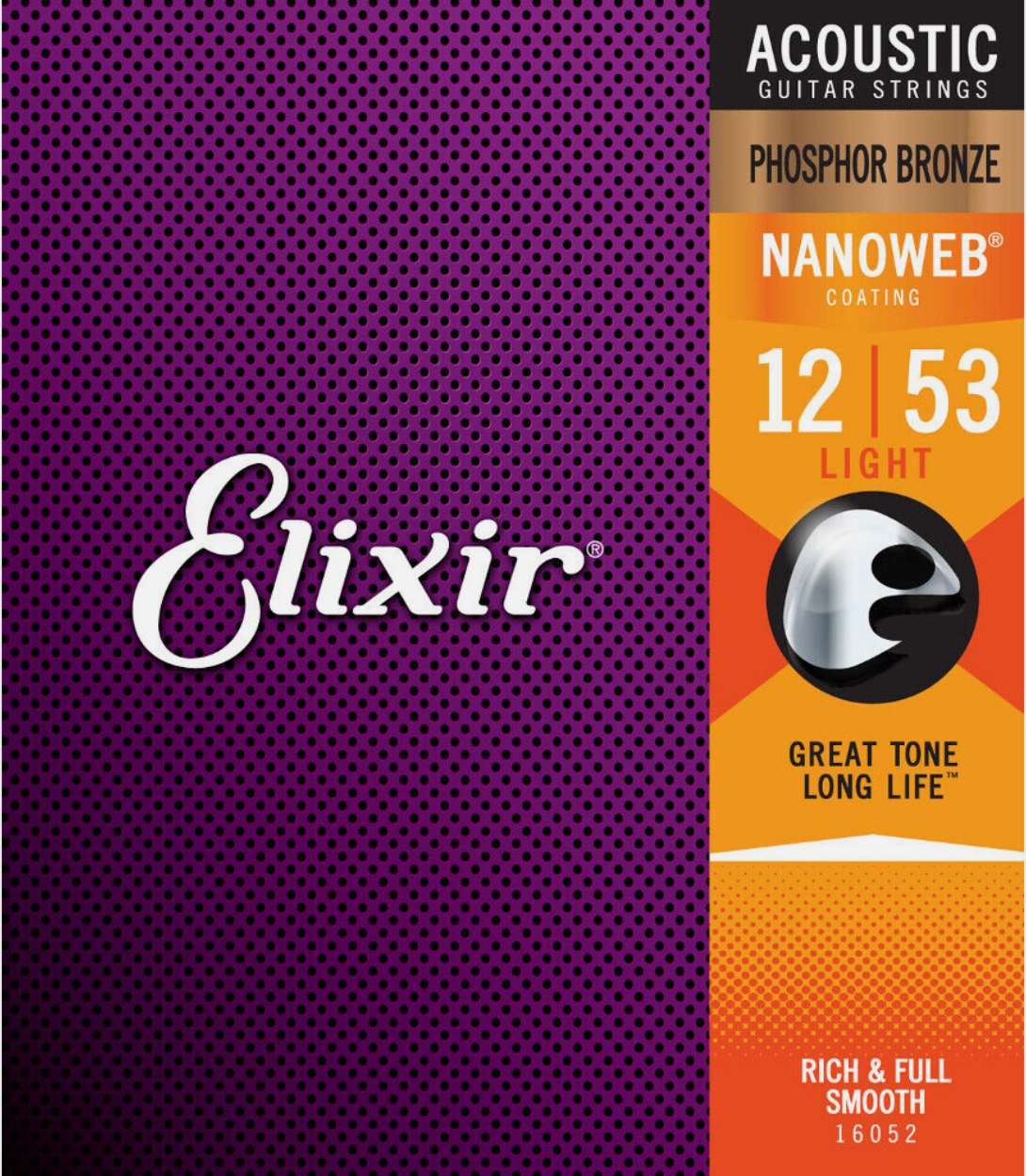 12 Sets Elixir 16052 Nanoweb Acoustic Guitar Strings Light 12-53 Phosphor Bronze