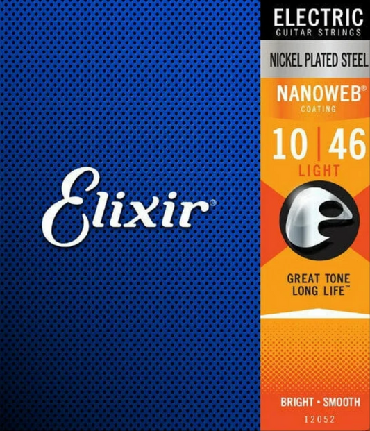 Elixir Strings 12052 Nanoweb Electric Guitar Strings - .010-.046 Light 12 Pack