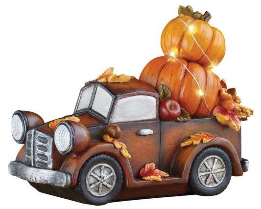 Lighted Truck with Pumpkins Hand Painted Décor