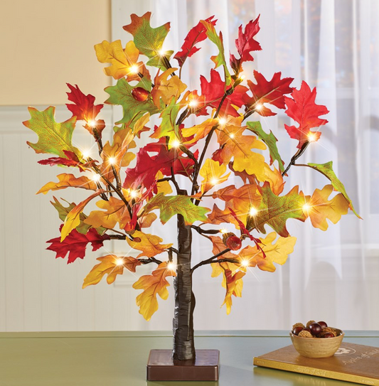 LED Lighted Artificial Tabletop Autumn Maple Tree