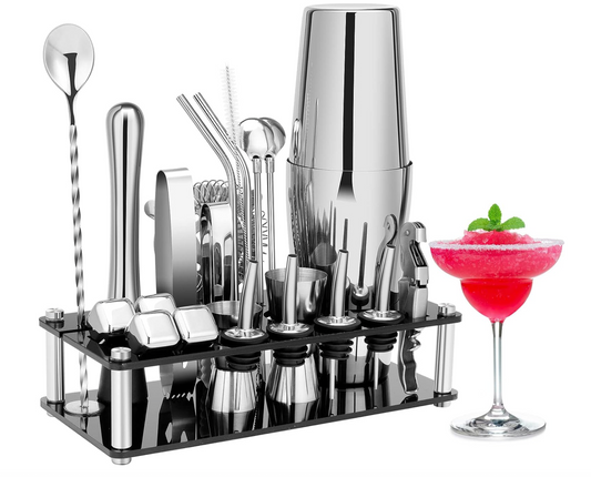 Cocktail Shaker Set, 23-Piece (Include 4 Whiskey Stones)