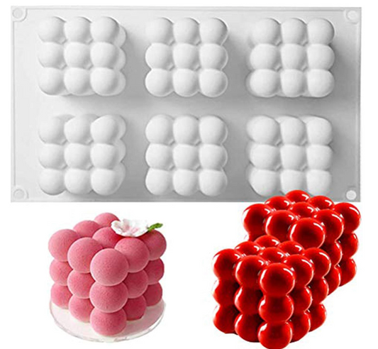 Bubble Silicone Baking Mold, Rubik's Cube Shape (6-Cavity)