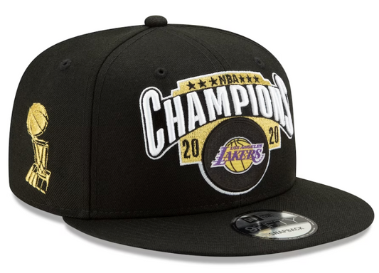 Men's Los Angeles Lakers New Era Black 2020 NBA Finals Champions Locker Room 9FIFTY Snapback Adjustable Hat