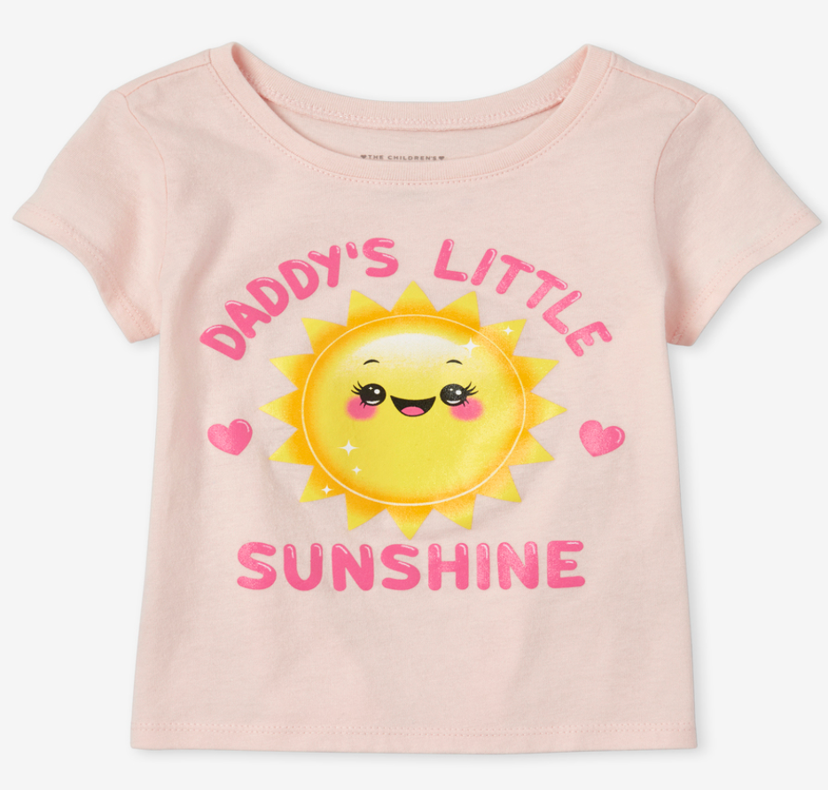 Baby and Toddler Girls Glitter Daddy's Sunshine Graphic T- Shirt