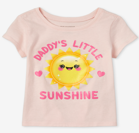 Baby and Toddler Girls Glitter Daddy's Sunshine Graphic T- Shirt