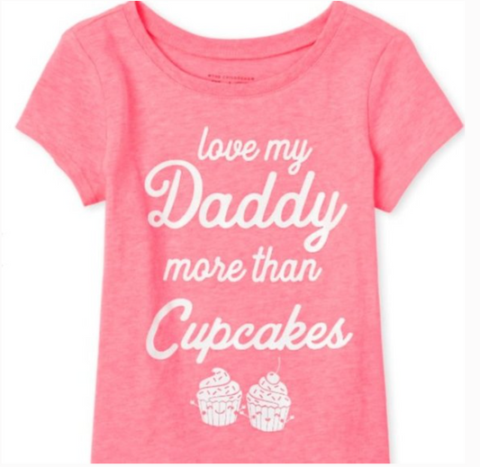 Baby and Toddler Girls Glitter Daddy Graphic T- Shirt