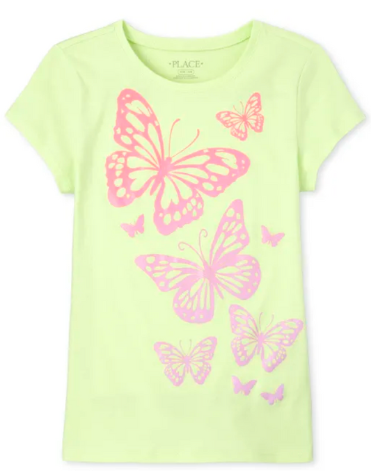 Girls Glitter Butterfly Graphic Tee