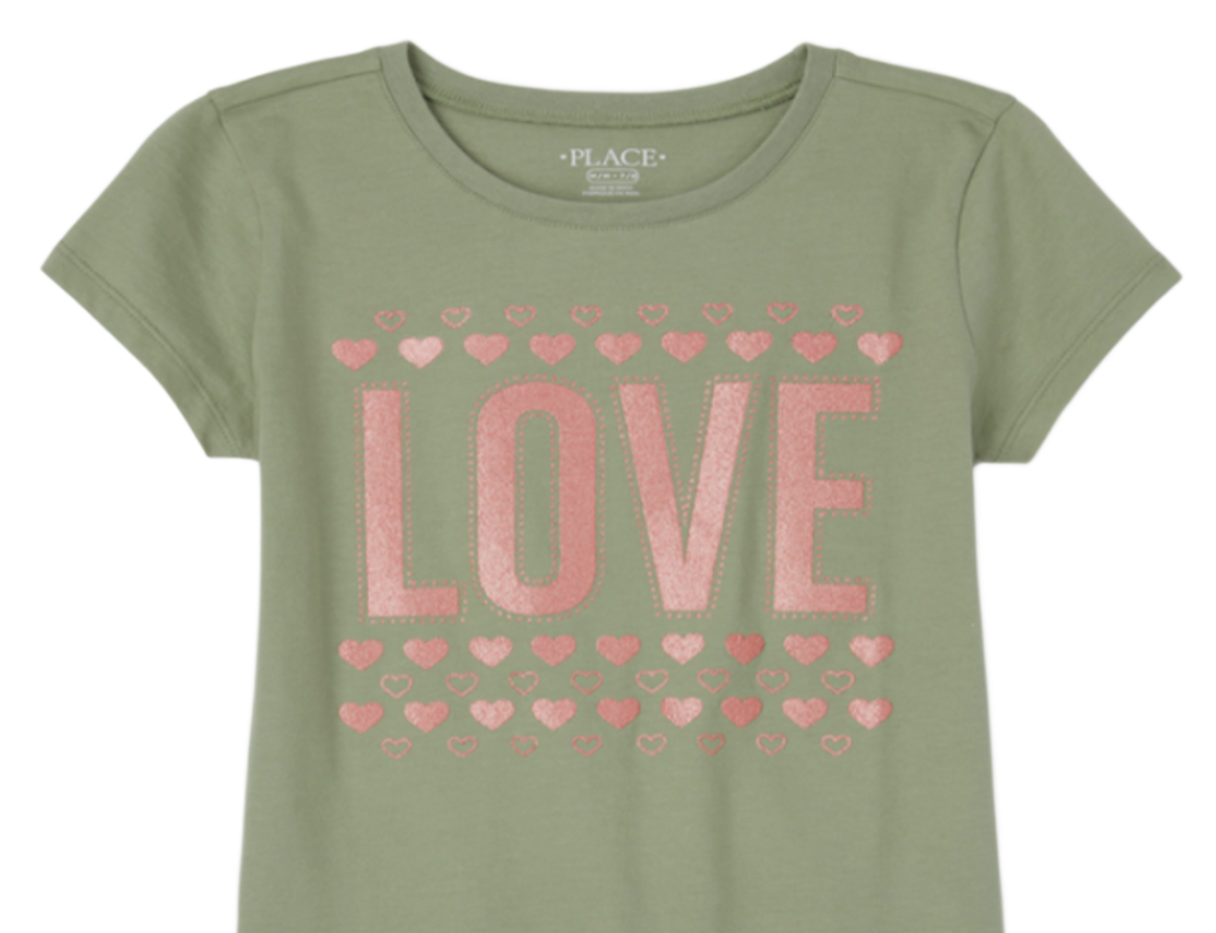 The Children's Place Big Girls Glitter Love Graphic T-shirt