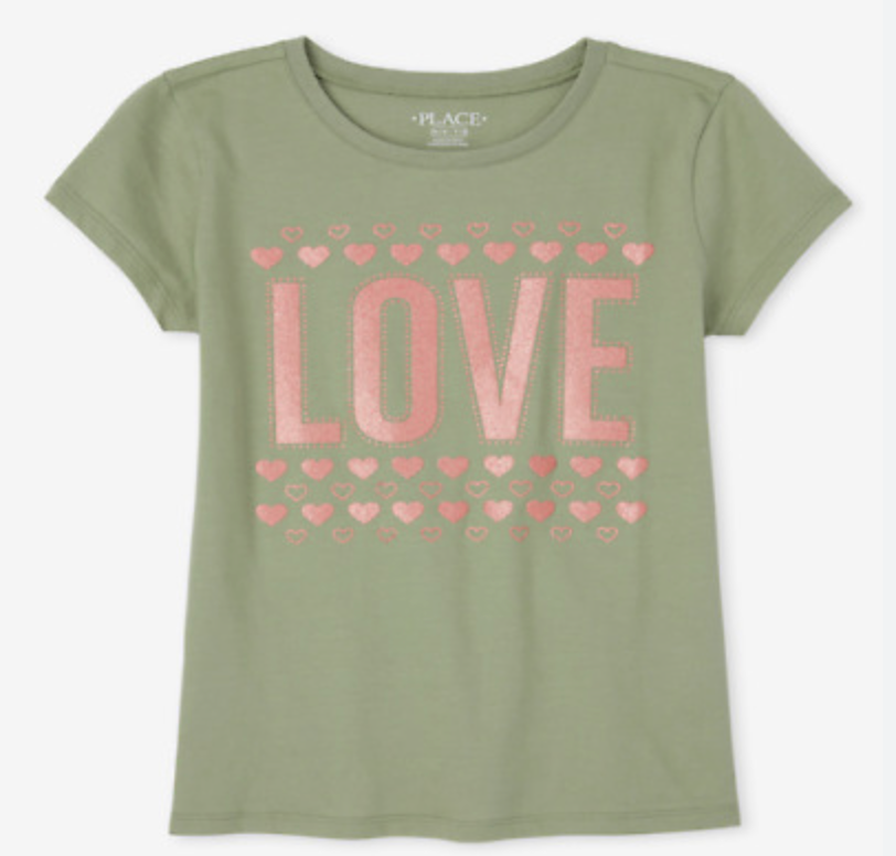 The Children's Place Big Girls Glitter Love Graphic T-shirt