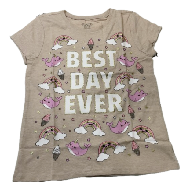 Girls Glitter Best Day Ever Graphic Tee