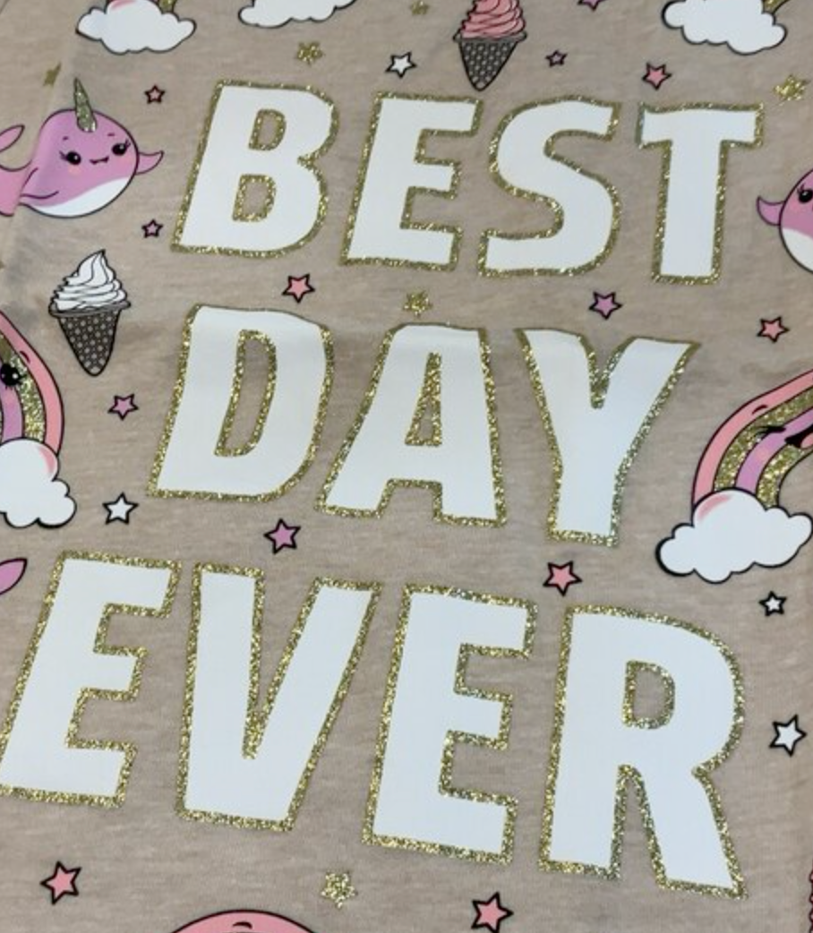 Girls Glitter Best Day Ever Graphic Tee