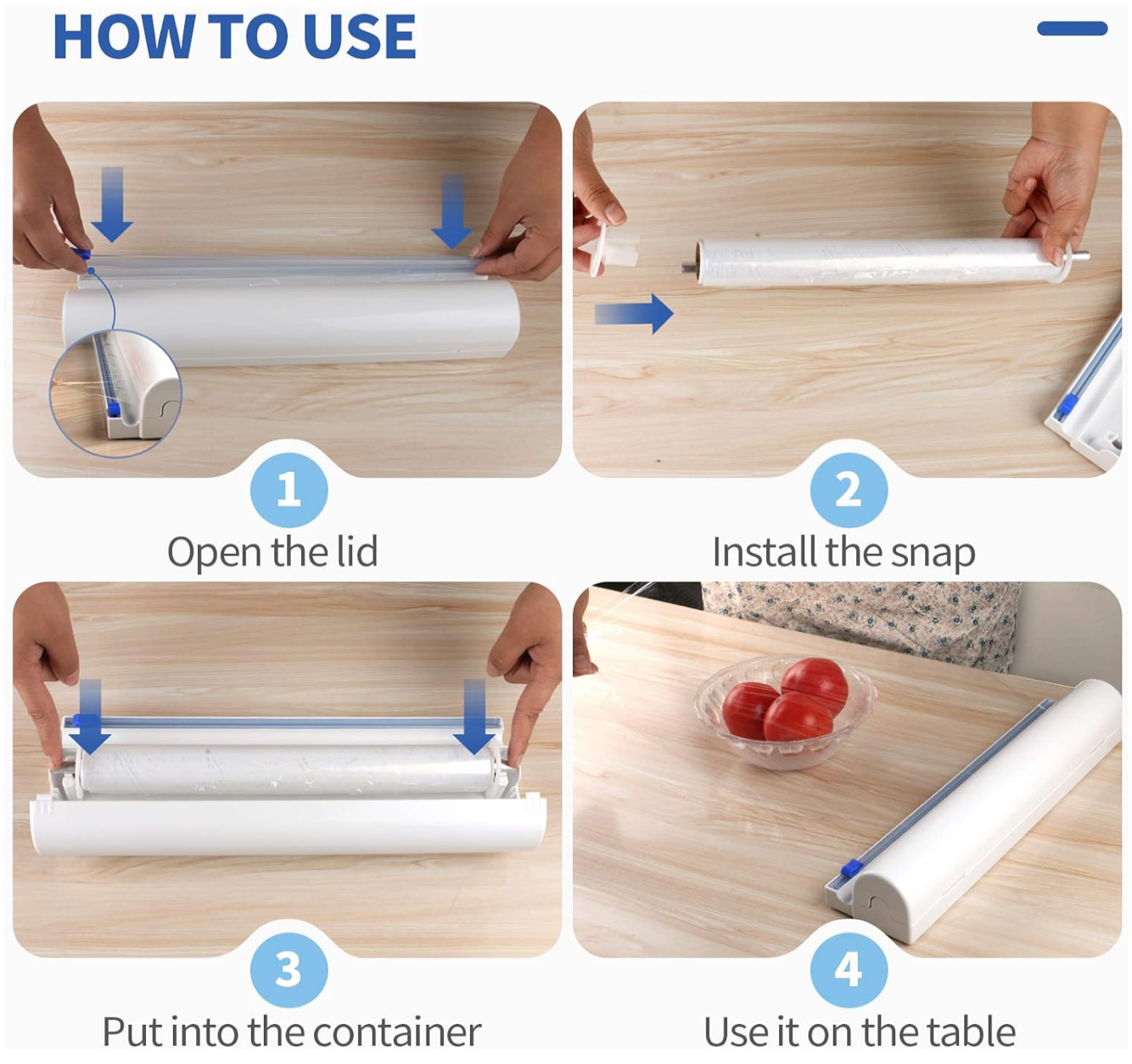 Household Reusable Food Plastic Wrap Dispenser with Cutter