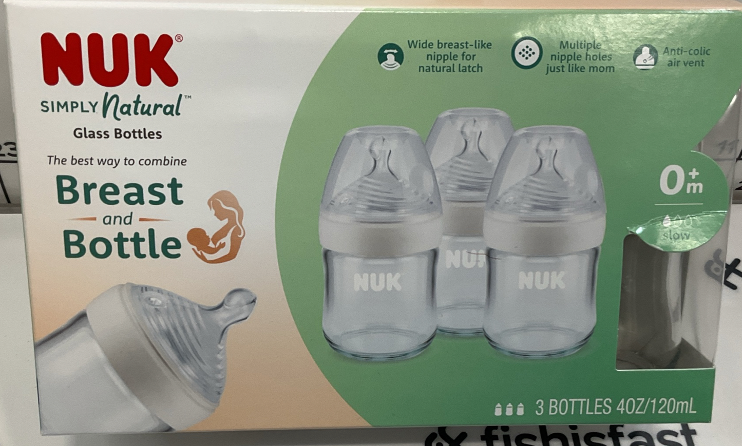 NUK Simply Natural Glass Bottles 4 Oz 3 Pack