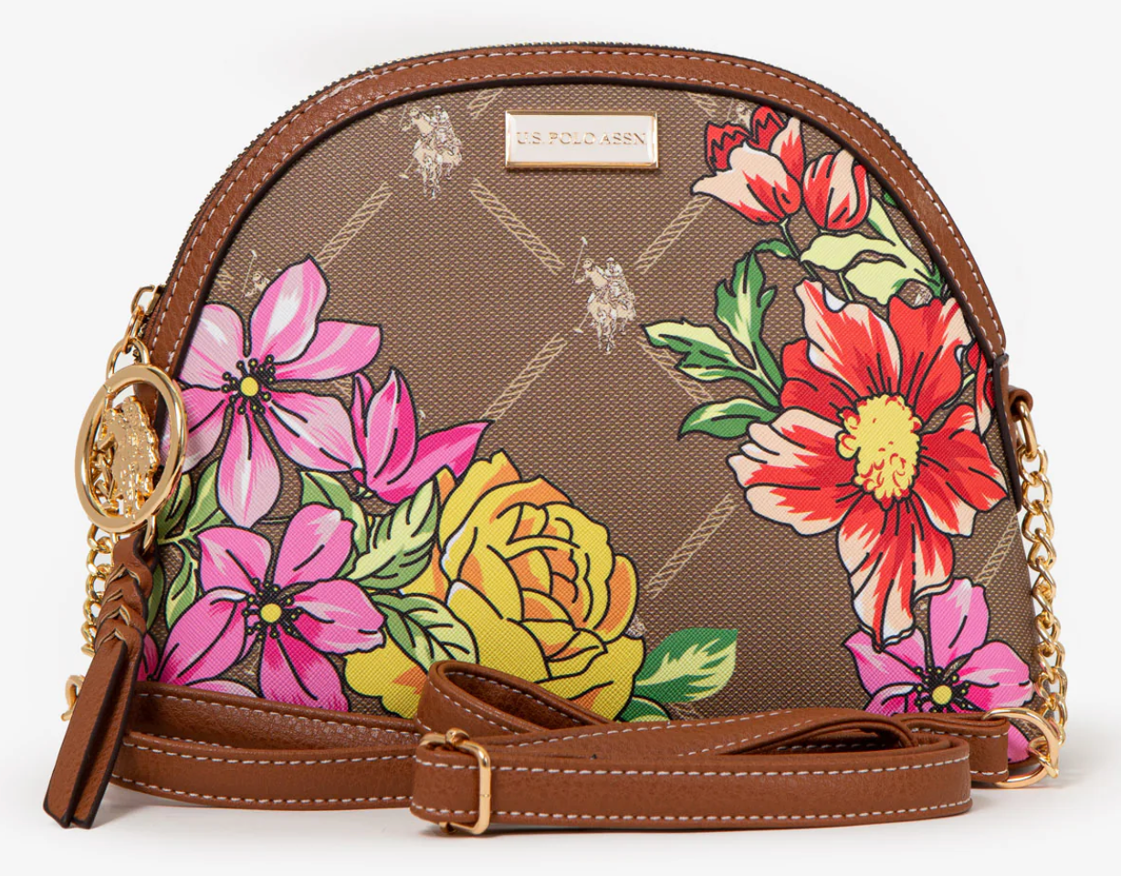 U.S. POLO ASSN. Floral Signature Crossbody Khaki