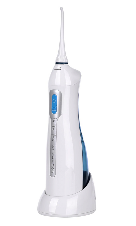 Poseidon Rechargeable Water Flosser with Inductive Charging Cradle White by ToiletTree Products