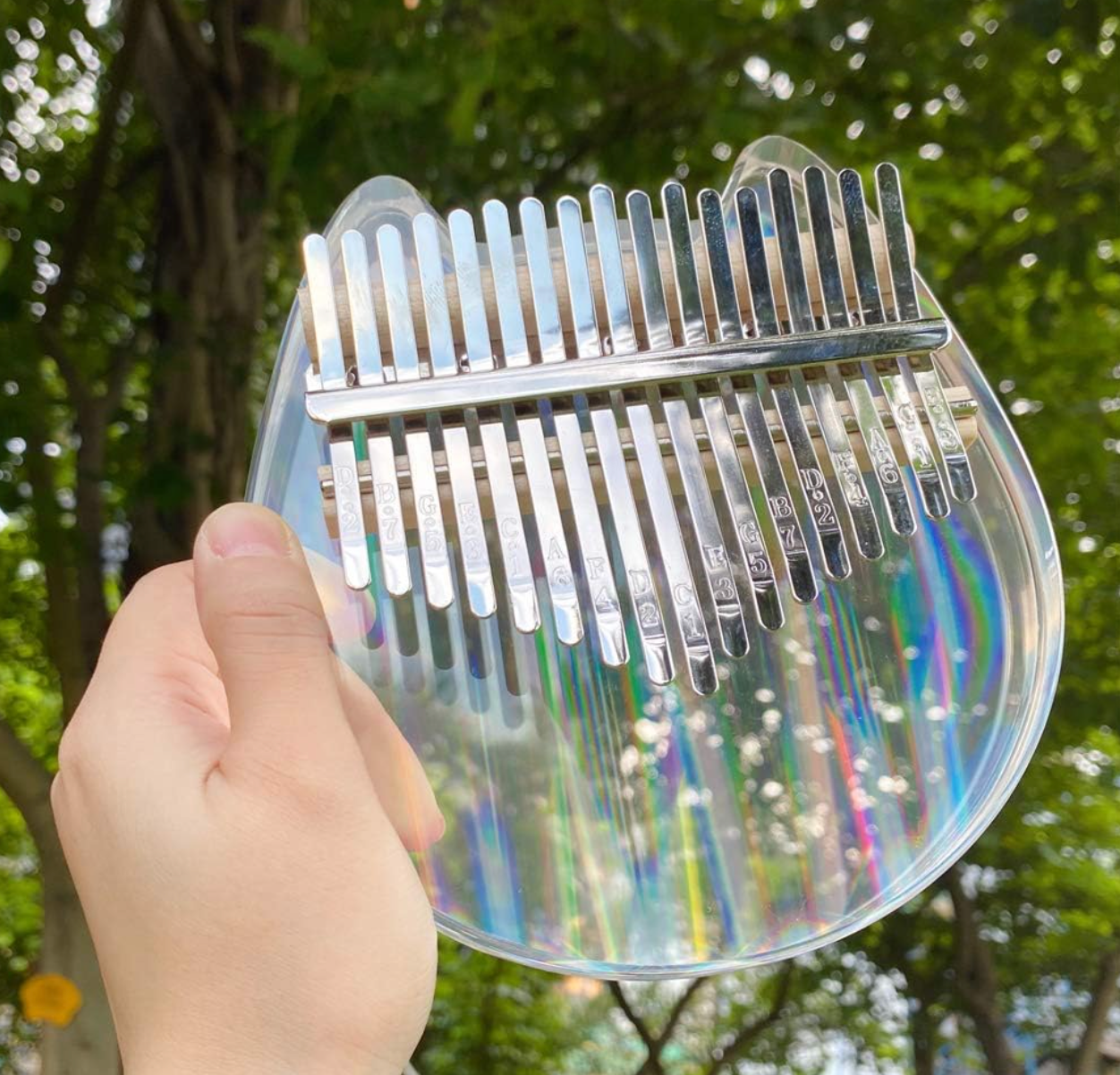 Rainbow Clear Kalimba Thumb Piano, Cat shaped