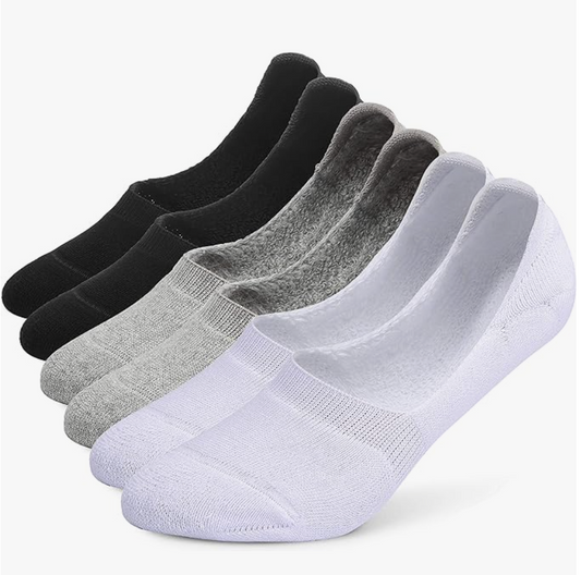 Leotruny 6 Pairs Unisex Thick Cushion Athletic Cotton Non Slip Low Cut Flat Liner No Show Socks