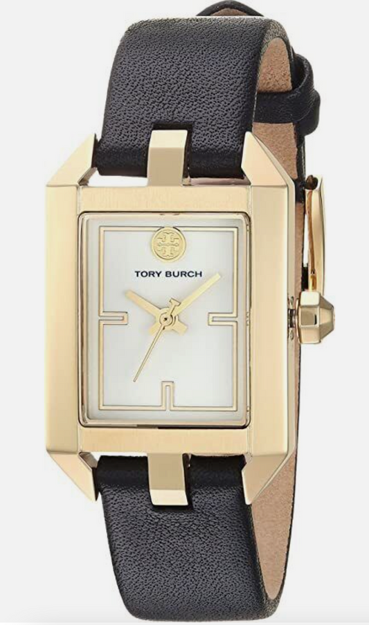 TORY BURCH TBW1106 Dalloway Black Leather Gold-tone Watch