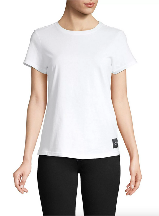 Calvin Klein Women's Performance Logo Patch Crewneck T-Shirt - White - L