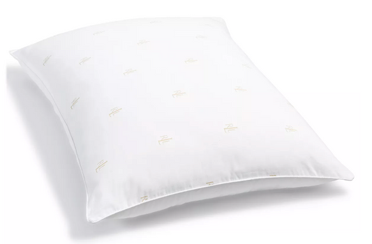 Lauren Ralph Lauren Logo Density Collection Pillow, Standard/Queen - White /Bronze Comfort, Firm Density