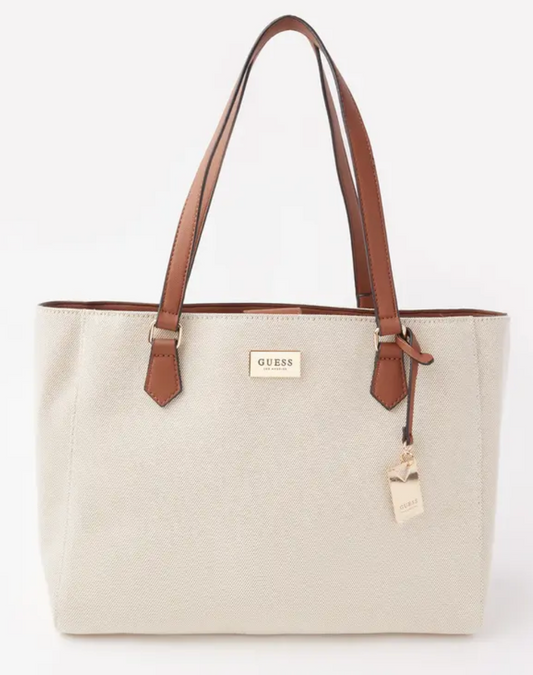 Guess Rossum Zipper Closure PU Casual Women's Tote Handbag