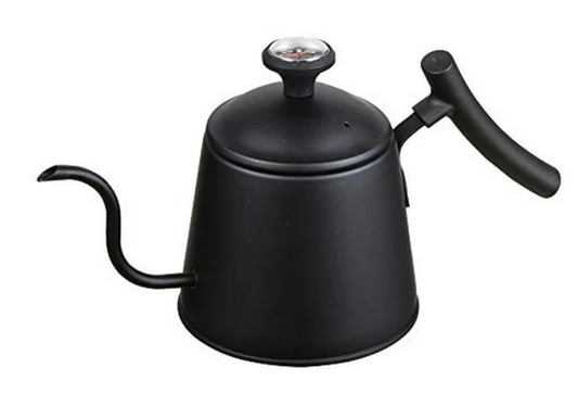 Drip Pot Black 1.1L Made of Stainless Steel with Thermometer Coffee Maker