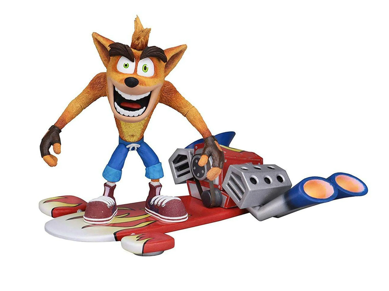 NECA Crash Bandicoot - 7” Scale Action Figure - Deluxe Crash with Jet Board