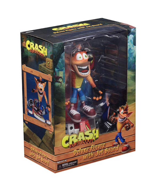 NECA Crash Bandicoot - 7” Scale Action Figure - Deluxe Crash with Jet Board