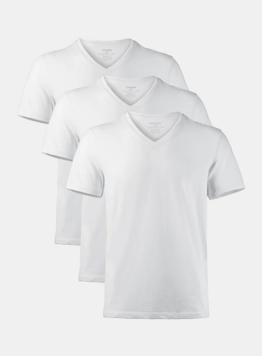 DAVID ARCHY 3 Packs Soft Micro Modal V-Neck Undershirts, White T-Shirt