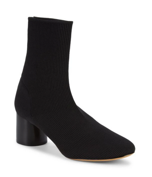 VINCE Tasha Rib-Knit Cylinder Heel Sock Booties Shoes