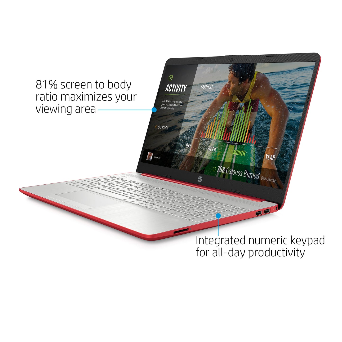 HP 15.6" Pentium 4GB/128GB Laptop-Scarlet Red